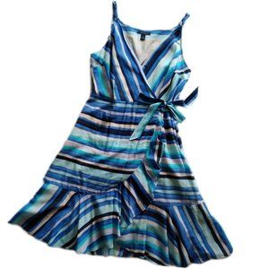 Tommy Hilfiger summertime blue & white striped wrap dress sz Med